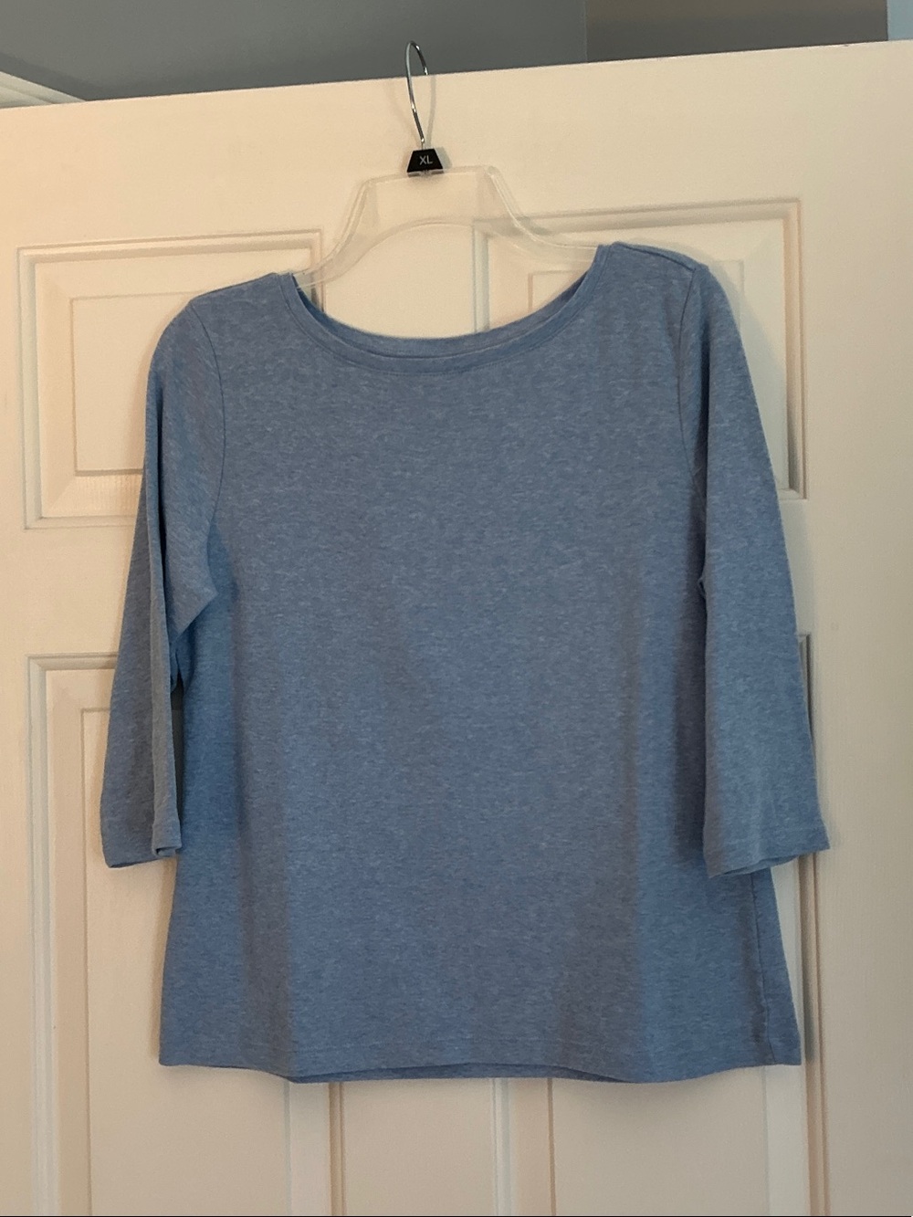 Talbots Light Blue Boatneck 3/4 Sleeve Top size Large Petite